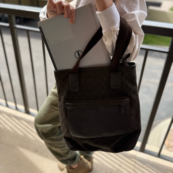 Large Preloved Gucci Tote Bag Brown - Picture 2 of 13